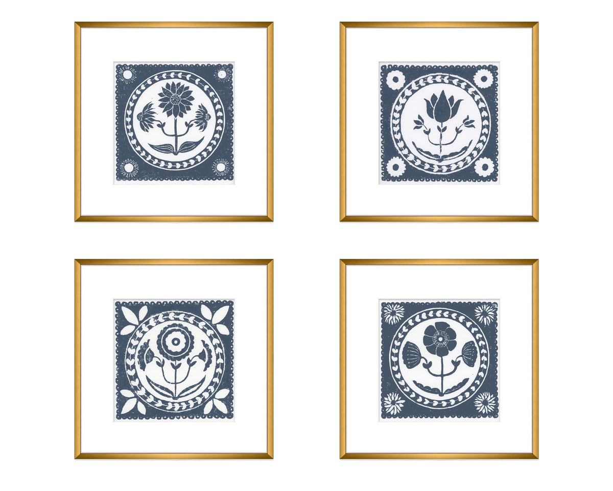 Navy Block Print Art Prints