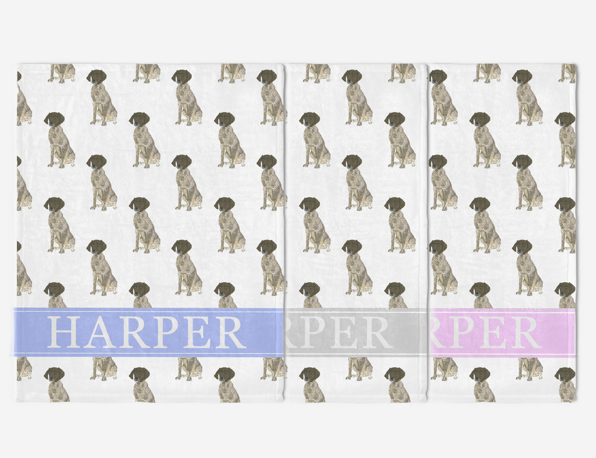 Personalized German Shorthaired Pointer (Liver & White) Dog Minky Baby Blanket