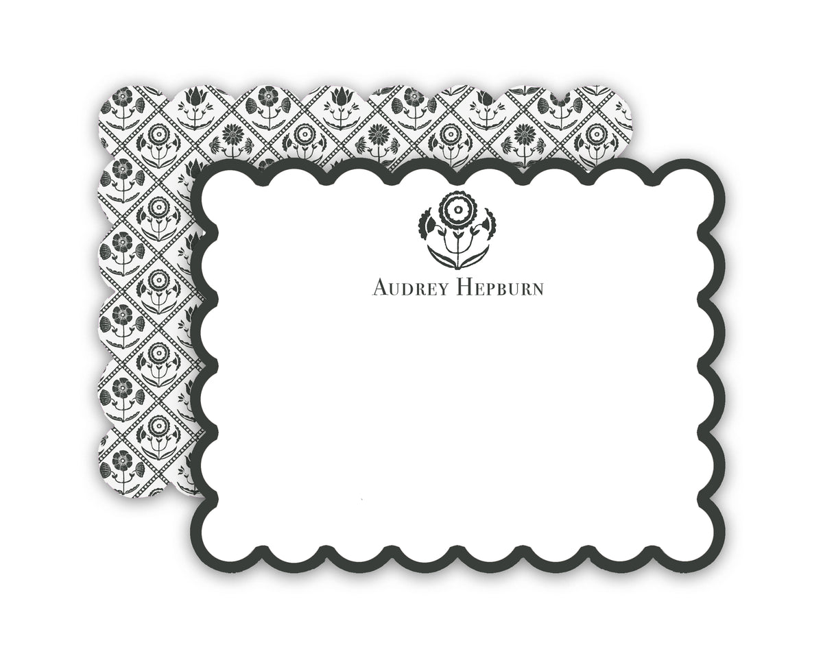 Personalized Black Stationery