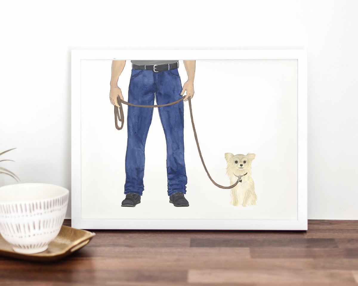 Custom Chihuahua (Long Haired, Fawn Tan Cream) Dog Dad Fine Art Print