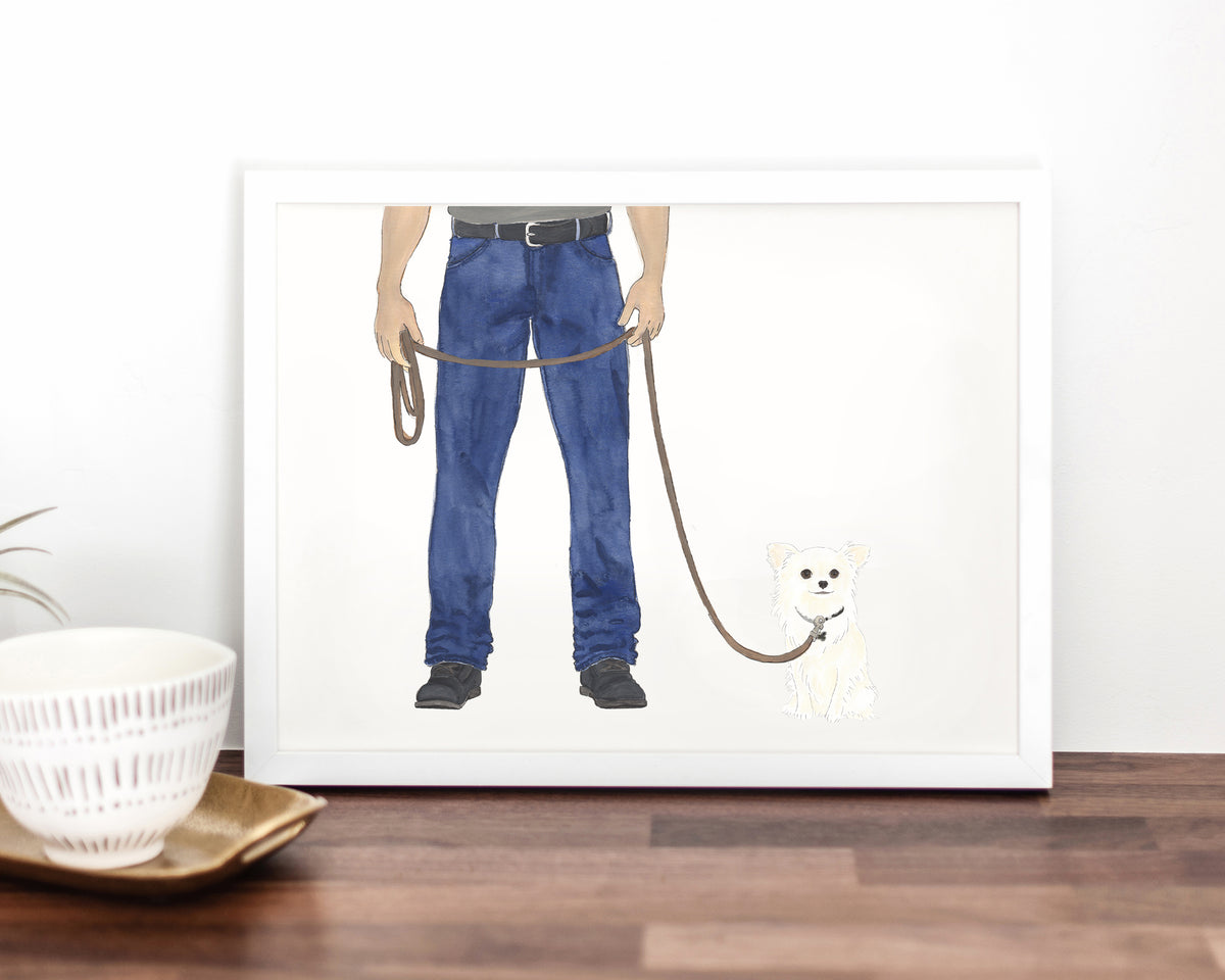 Custom Chihuahua (Long Haired, White) Dog Dad Fine Art Print