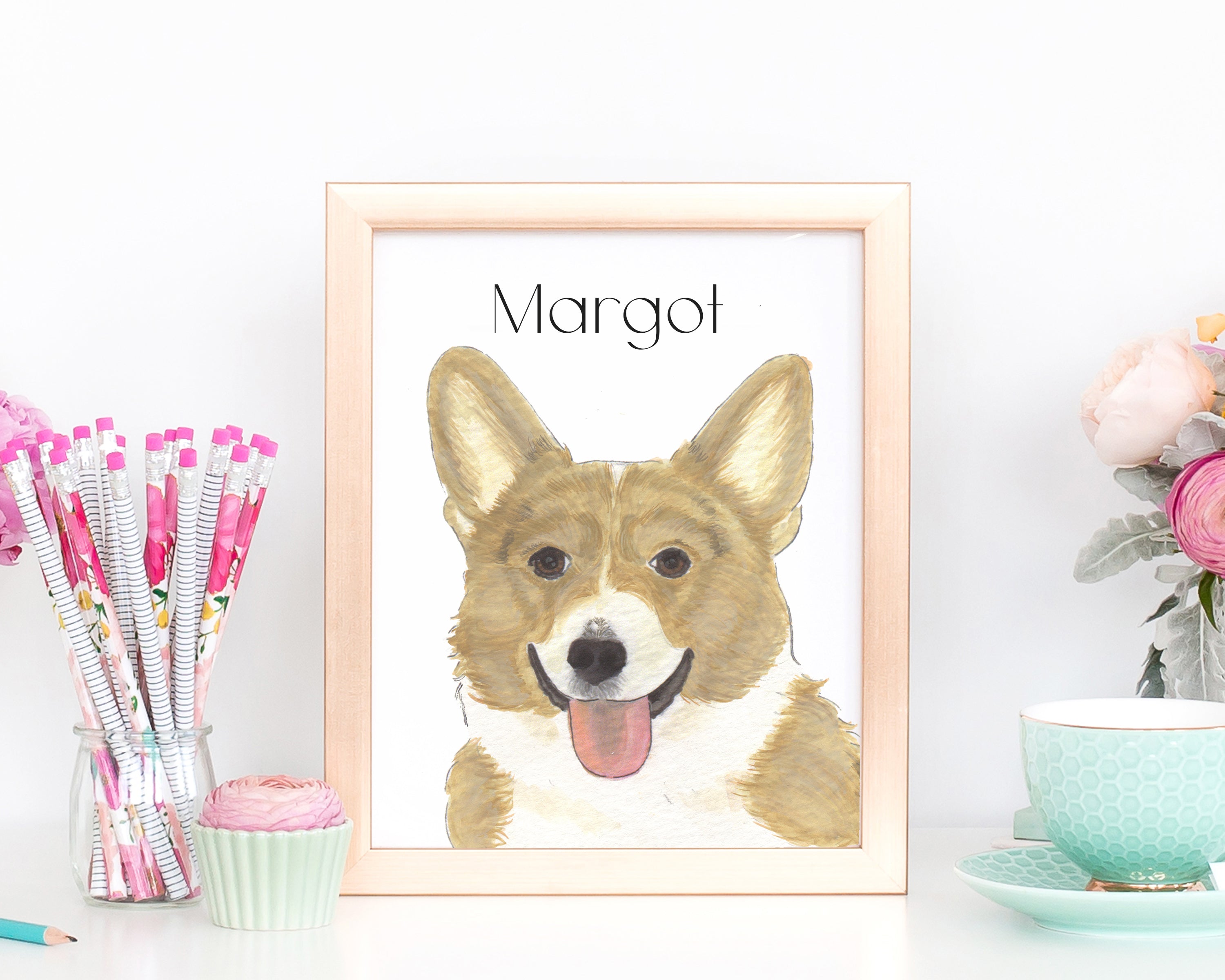 Personalized Corgi Fawn White Fine Art Prints The Prints Princess