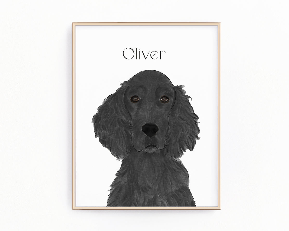 Personalized Flat Coated Retriever Fine Art Prints