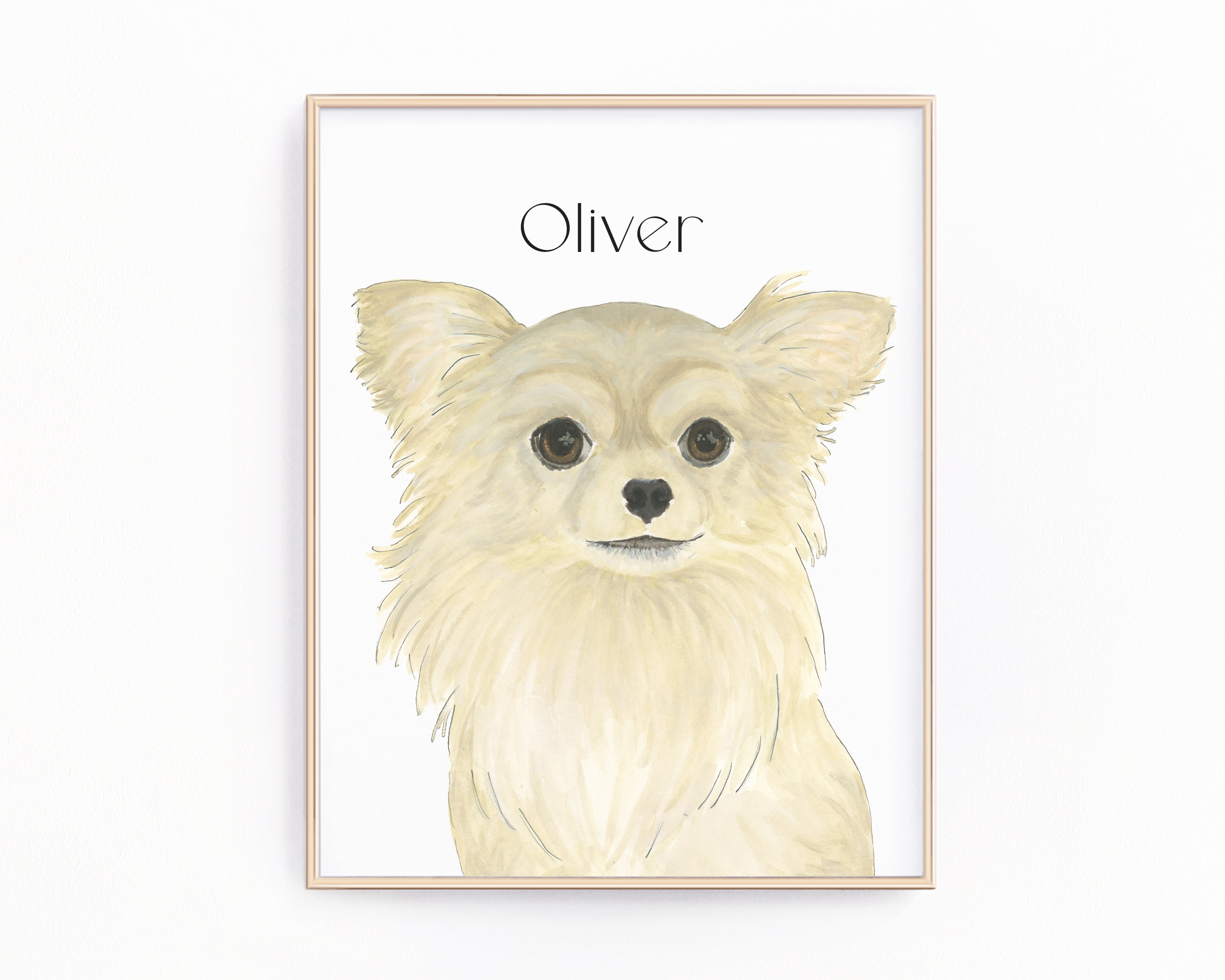 Personalized Chihuahua Long Haired Fawn Fine Art Prints